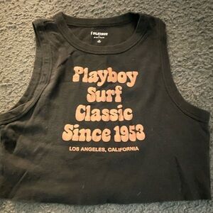 playboy surf classic crop tee blue/grey orange size small pacsun